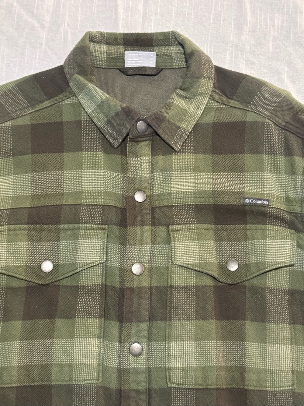 Columbia Green Plaid Snap-Front Shirt Jacket - Picture 2 of 3